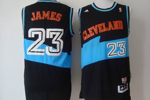 NBA Cleveland Cavaliers 23 James black blue jersey