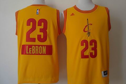 NBA Cleveland Cavaliers 23 Lebron yellow christmas day jersey
