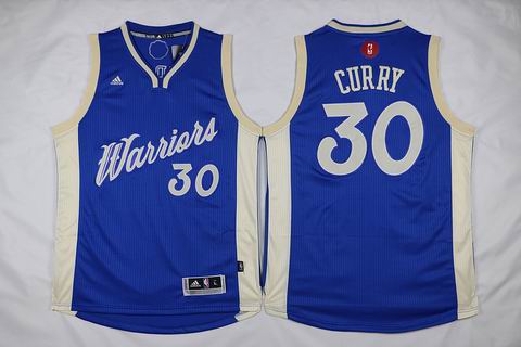 NBA Golden State Warriors #30 Curry blue christmas day jersey