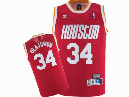 NBA Houston Rockets #34 Hakeem Olajuwon Red Throwback Jersey