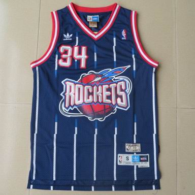 NBA Houston Rockets #34 Hakeem Olajuwon blue strip Jersey