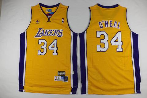 NBA Los Angeles Lakers #34 Shaquille O'Neal yellow jersey