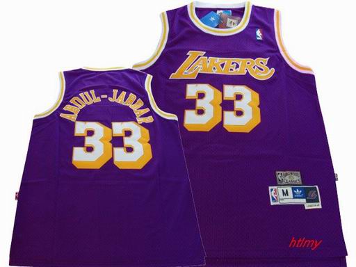 NBA Los Angeles Lakers 33 Abdul-Jabbar purple jersey swingman