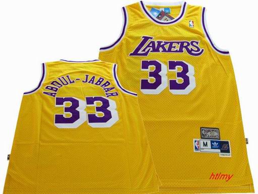 NBA Los Angeles Lakers 33 Abdul-Jabbar yellow jersey swingman