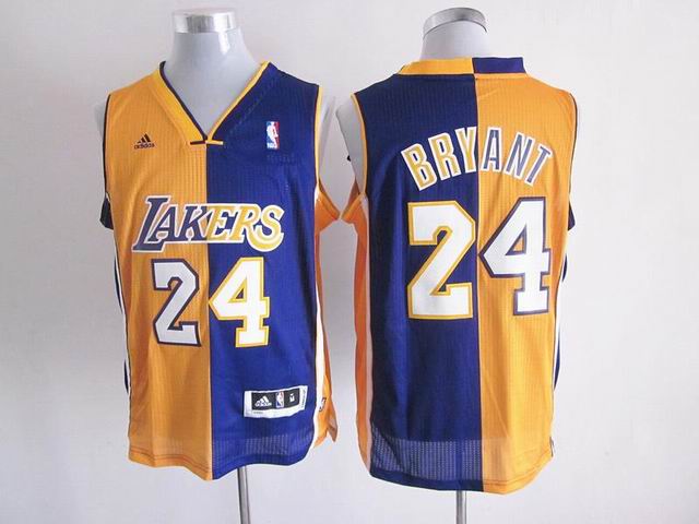 NBA Los angeles lakers #24 Kobe Bryant yellow purple Split jersey
