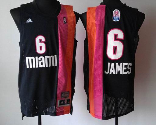 NBA Miami Heat #6 Lebron James black rainbow swingman jersey