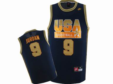NBA Team USA Basketball #9 Jordan Navy Blue With Gold  Jersey