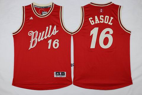 NBA chicago bulls #16 Gasol red christmas day jersey