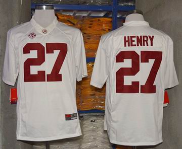 NCAA Alabama Crimson 27 Henry white college football jersey