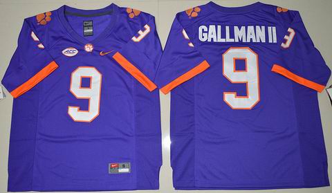 NCAA Clemson Tigers #9 Wayne Gallman II College Football Jersey Purple