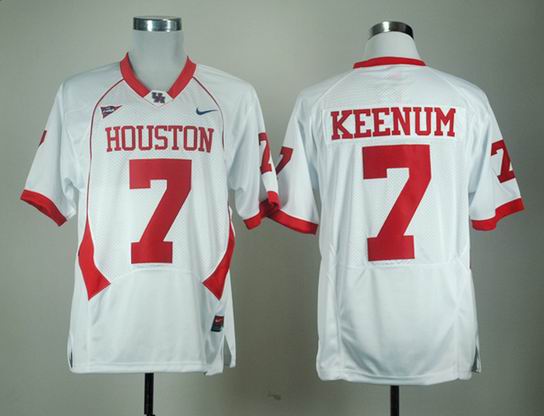 NCAA Houston Cougars Case Keenum 7 white C-USA Patch College Football Jersey