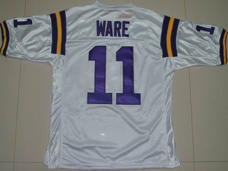 NCAA LSU Tigers 11# Spencer Ware white College football jersey