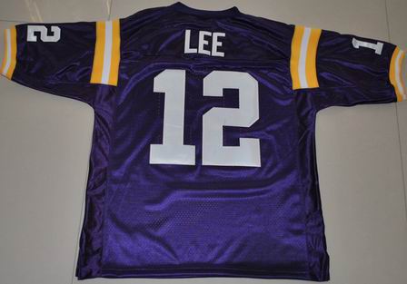 NCAA LSU Tigers 12 Jarrett Lee purple College football jersey