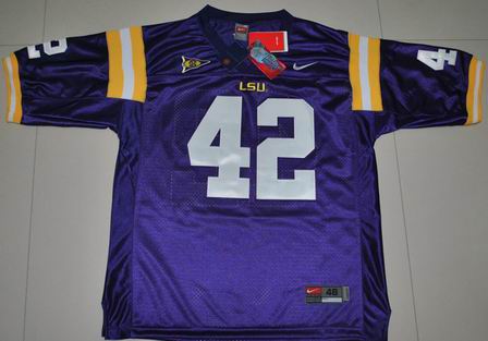 NCAA LSU Tigers 42# Michael Ford purple College football jersey