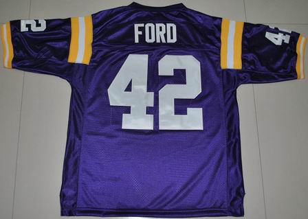 NCAA LSU Tigers 42 Michael Ford purple College football jersey