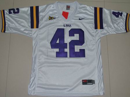 NCAA LSU Tigers 42 Michael Ford white College football jersey
