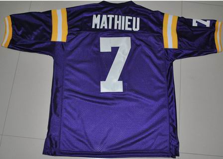 NCAA LSU Tigers 7# Tyrann Mathieu purple College football jersey