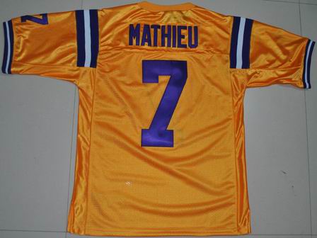 NCAA LSU Tigers 7 Tyrann Mathieu Golden College football jersey