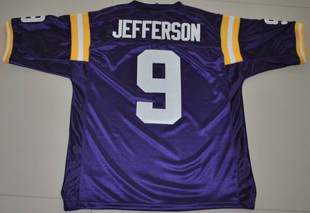 NCAA LSU Tigers 9# Jordan Jefferson purple College football jersey