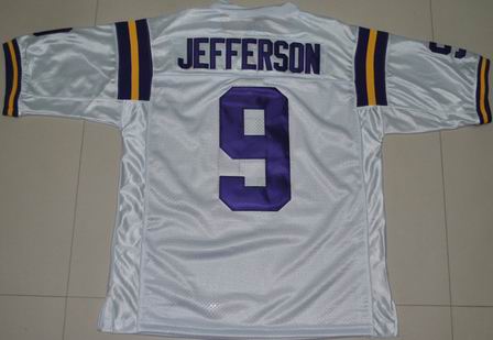 NCAA LSU Tigers 9# Jordan Jefferson white College football jersey