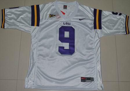 NCAA LSU Tigers 9 Jordan Jefferson white College football jersey