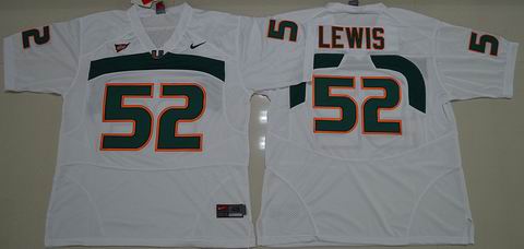 NCAA Miami Hurricanes #52 Ray Lewis College Football Jersey White