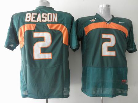 NCAA Miami Hurricanes 2 Jon Beason green jersey