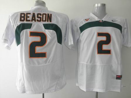 NCAA Miami Hurricanes 2 Jon Beason white jersey
