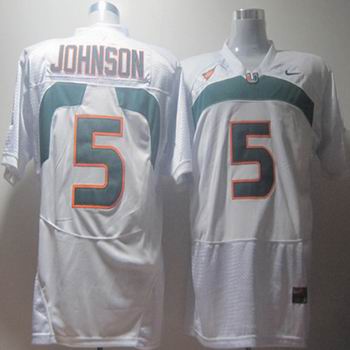 NCAA Miami Hurricanes 5 Andre Johnson white jersey