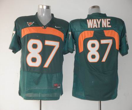 NCAA Miami Hurricanes 87 Reggie Wayne green jersey