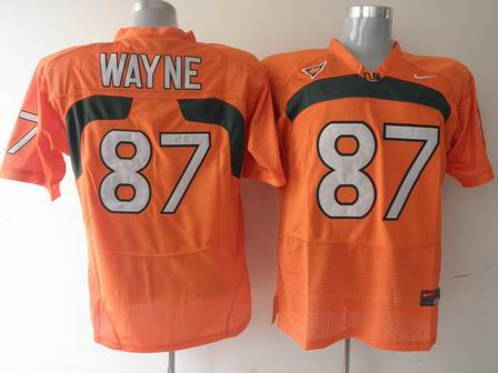 NCAA Miami Hurricanes 87 Reggie Wayne orange jersey