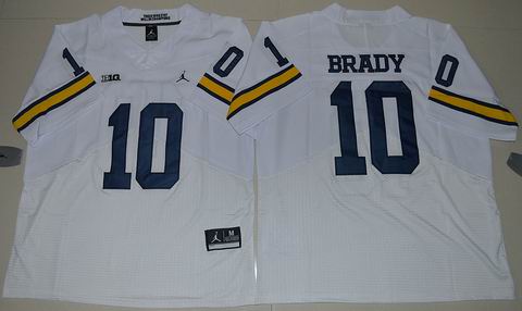 NCAA Michigan Wolverines #10 Tom Brady College Football Jersey White