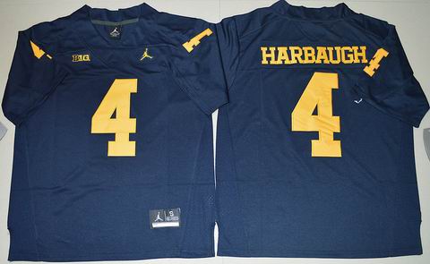 NCAA Michigan Wolverines #4 Jim Harbaugh College Football Jersey navy blue