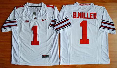 NCAA Ohio State Buckeyes #1 B.Miller white college football jersey