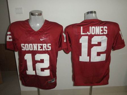 NCAA Oklahoma Sooners 12 Landy Jones Red Jersey