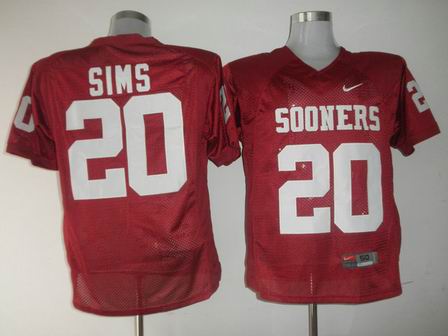 NCAA Oklahoma Sooners 20 Billy Sims Red Jersey