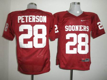 NCAA Oklahoma Sooners 28 Adrian Peterson Red Jersey