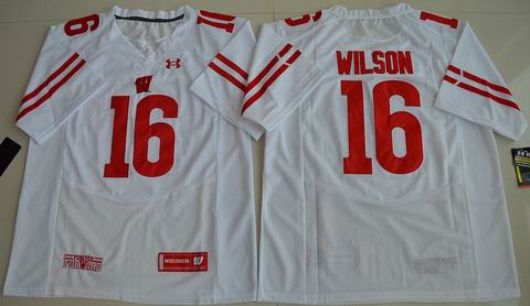 NCAA UA Wisconsin Badgers #16 Russell Wilson College Football Jersey White