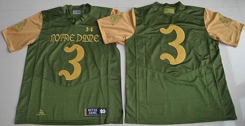 NCAA Under Armour #3 Joe Montana Notre Dame Fighting Irish Shamrock Series College Football Jersey Olive Green