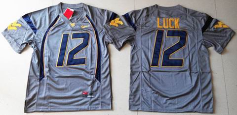 NCAA West Virginia Mountaineers 12 Oliver Luck grey college football jersey