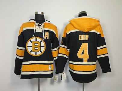 NHL Boston Bruins 4 Bobby Orr Black Hoodies Jersey Old Time Hockey