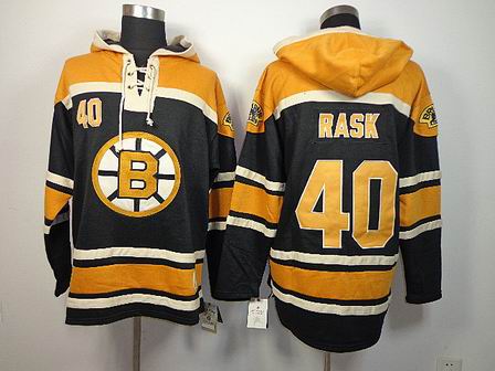 NHL Boston Bruins 40 Rask Black Hoodies Jersey