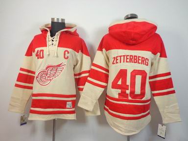 NHL Detroit Red Wings 40 Zetterberg beige hooded sweatshirt