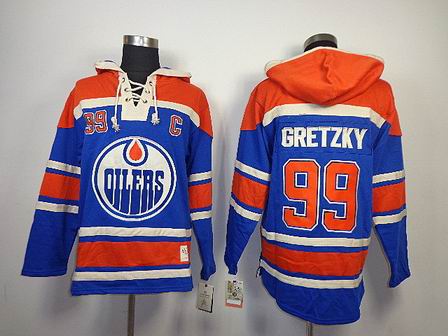 NHL Edmonton Oilers 99 Gretzky blue Hoodies Jersey