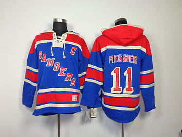 NHL New York Rangers 11 Mark Messier Blue Hoodies Jersey