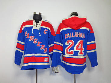 NHL New York Rangers 24# Ryan Callahan Blue Hoodies Jersey