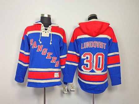 NHL New York Rangers 30 Lundovist Blue Hoodies Jersey