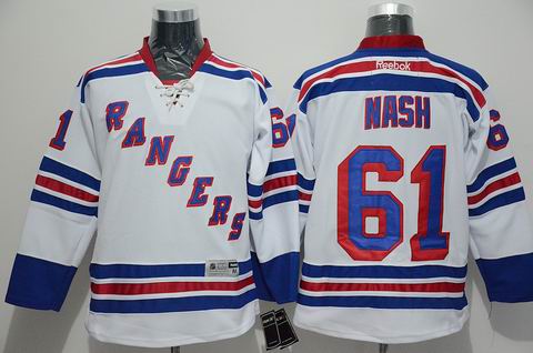 NHL New York Rangers 61 Nash white jersey