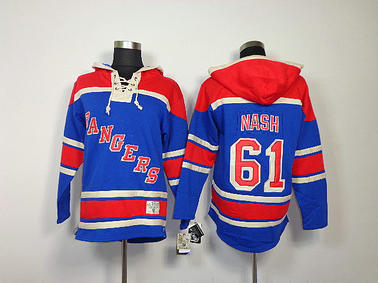 NHL New York Rangers 61 Rick Nash Blue Hoodies Jersey