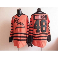 NHL Philadelphia Flyers 48# BRIERE orange Jersey 2012 winter classic